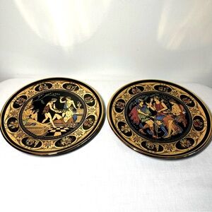 Greek Mythology Decorative Plates - 2. ADIS handmade in Greece. 24c gold. 1970’s